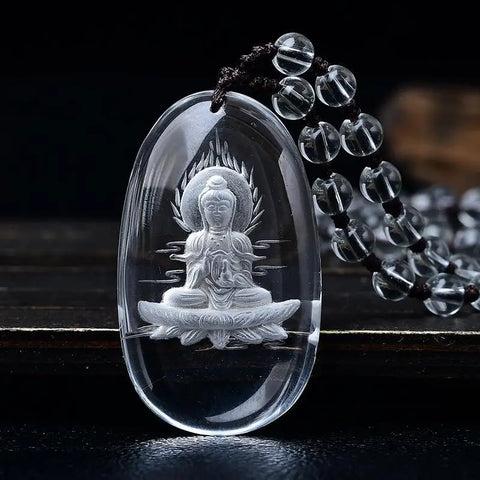 White Crystal Guanyin Pendant-ToShay.org