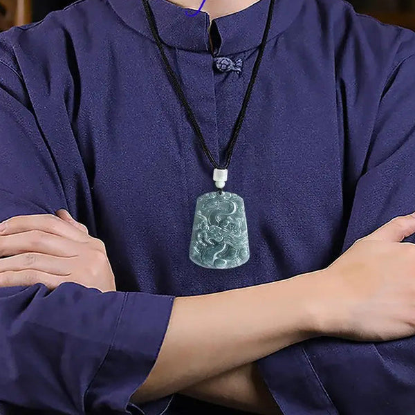 Blue Jadeite Dragon Pendant-ToShay.org