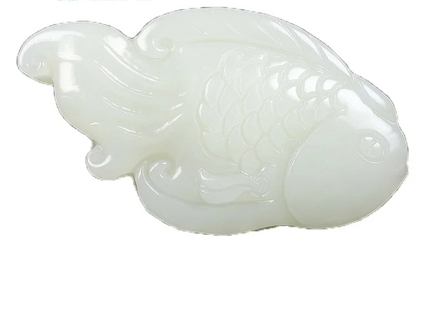 White Jade Fish Pendant-ToShay.org