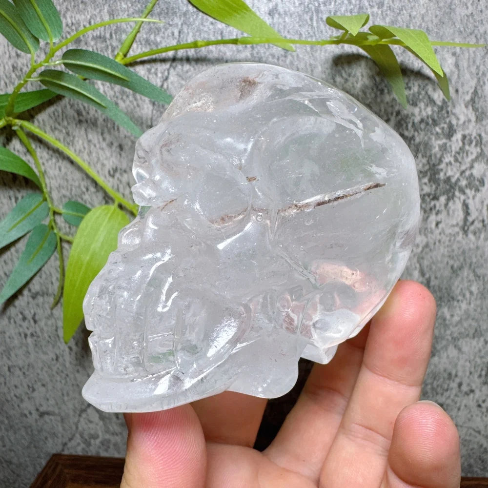 Clear Quartz Crystal Skull Statue Natural Stone Carved Energy Healing Mineral Figurine Home Decor-ToShay.org