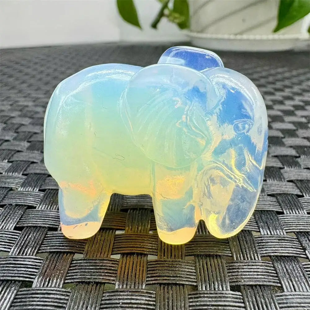 4.8cm 4.8cm Natural Crystal Quartz Elephant Carving - Reiki Healing Gemstone Sculpture Mineral Artwork for Collection And Gift-ToShay.org