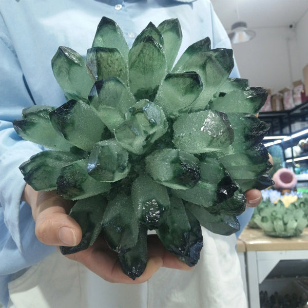 Green Phantom Crystal Cluster-ToShay.org