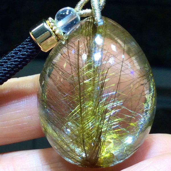 Gold Rutilated Quartz Pendant-ToShay.org