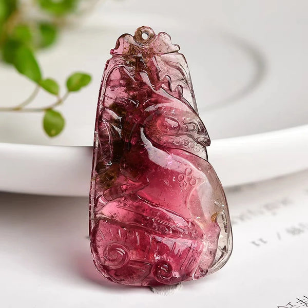 Red Tourmaline Bird Fish Pendant-ToShay.org