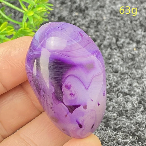 Purple Silk Agate Palm Stone-ToShay.org