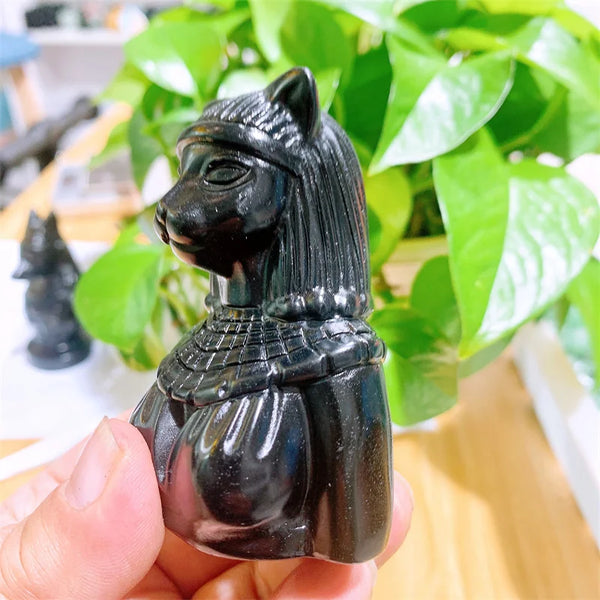 Black Obsidian Egyptian Statue-ToShay.org