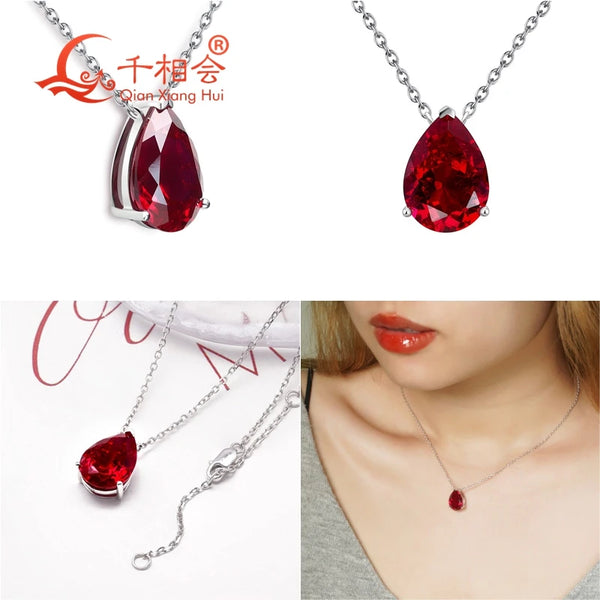 Red Ruby Pendant Necklace-ToShay.org