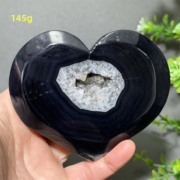 Black Agate Geode Heart-ToShay.org