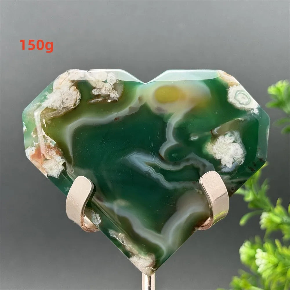 Green Cherry Blossom Agate Heart-ToShay.org