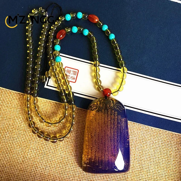 Gold Amber Buddha Pendant-ToShay.org