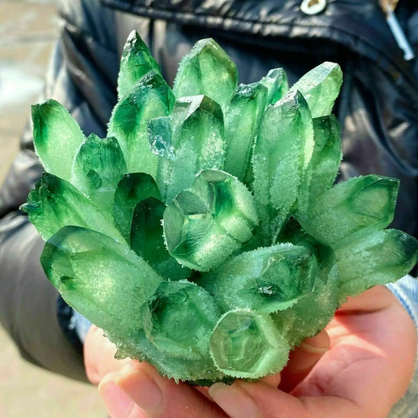Green Quartz Crystal Cluster-ToShay.org