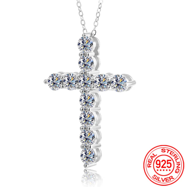 Silver Diamond Cross Pendant-ToShay.org