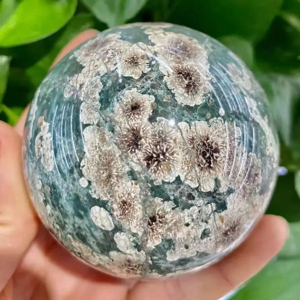 Green Cherry Blossom Agate Ball-ToShay.org
