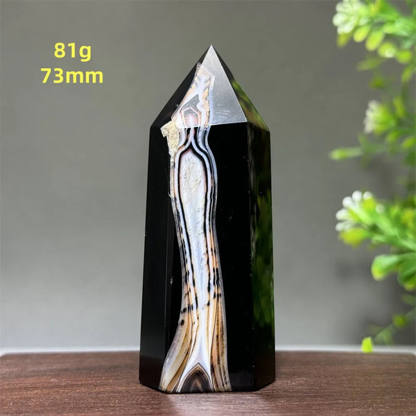 Black Red Agate Stripe Obelisk-ToShay.org