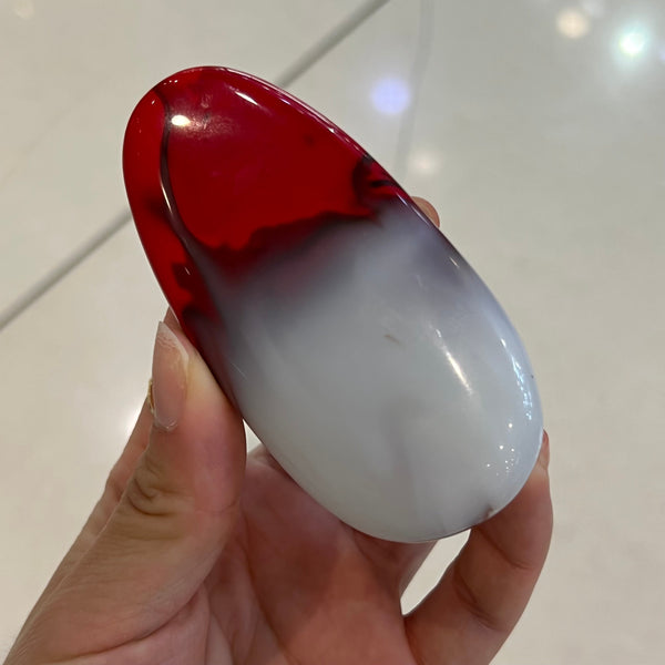 Red White Agate Palm Stone-ToShay.org