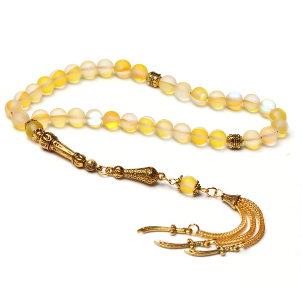 Yellow Frosted Prayer Beads-ToShay.org