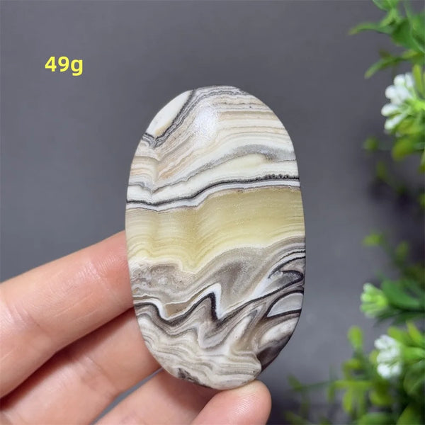 Grey Striped Calcite Palm Stone-ToShay.org