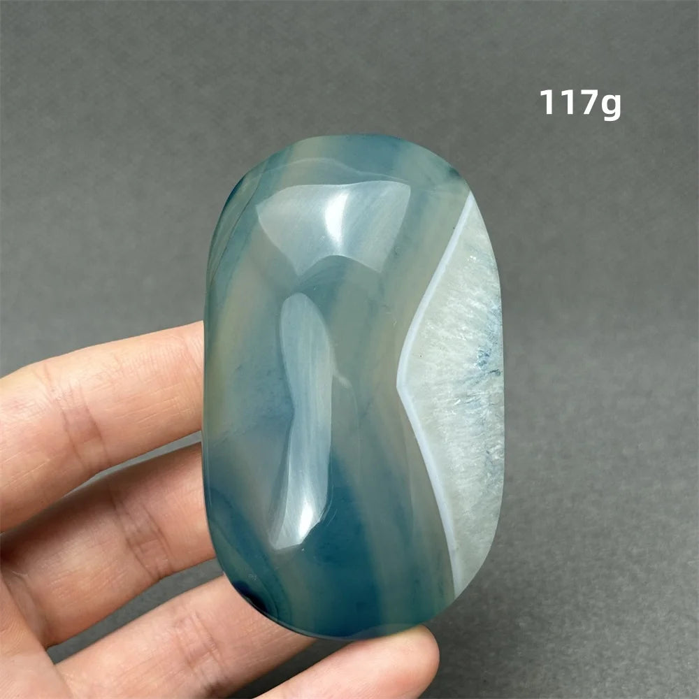 Blue Agate Palm Stone-ToShay.org