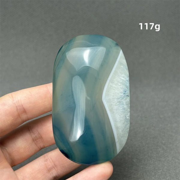 Blue Agate Palm Stone-ToShay.org