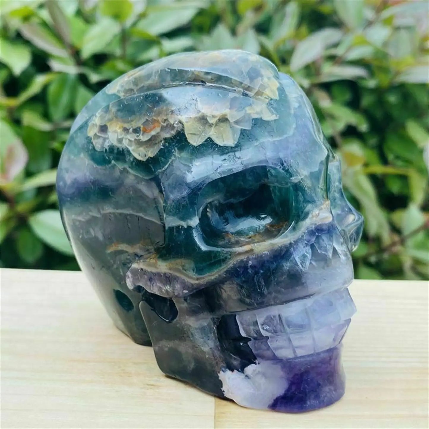 Green Fluorite Quartz Skull-ToShay.org