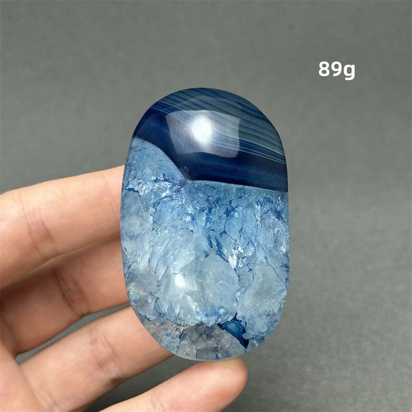 Blue Agate Palm Stone-ToShay.org