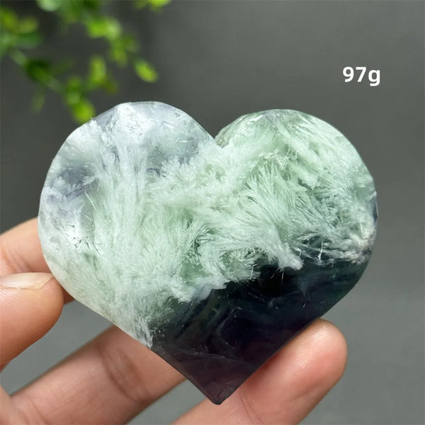 Green Feather Fluorite Heart-ToShay.org