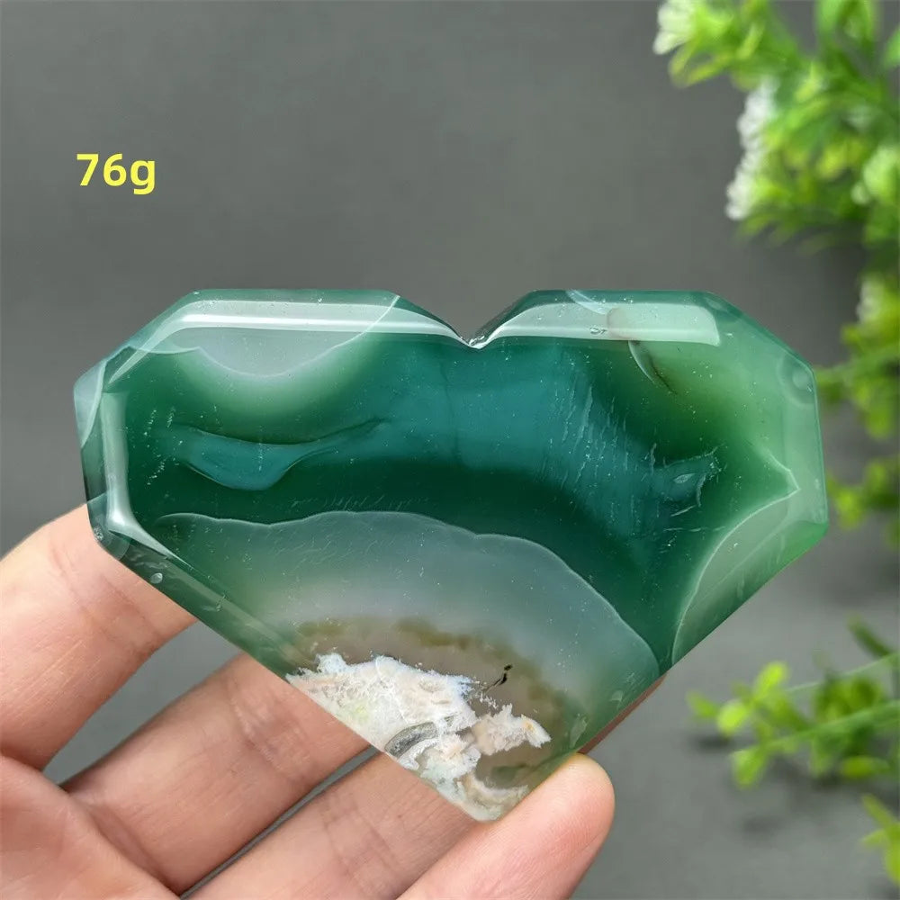 Green Cherry Blossom Agate Heart-ToShay.org