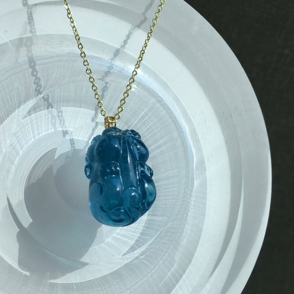 Blue Aquamarine Pi Xiu Pendant-ToShay.org