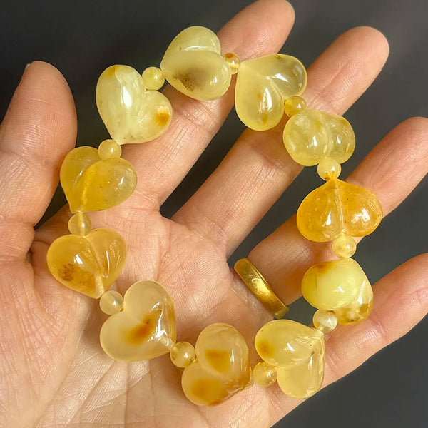 Yellow Amber Heart Bracelets-ToShay.org