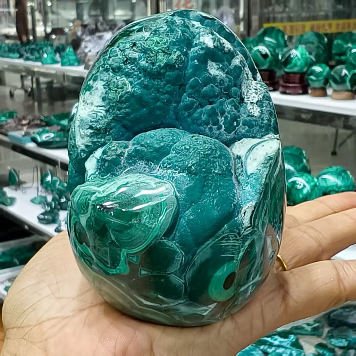 Natural Chrysocolla Crystal Quartz Hand-Carved Skull, For Spiritual Healing, As a Gift, For Decoration, For Meditation, For Feng-ToShay.org