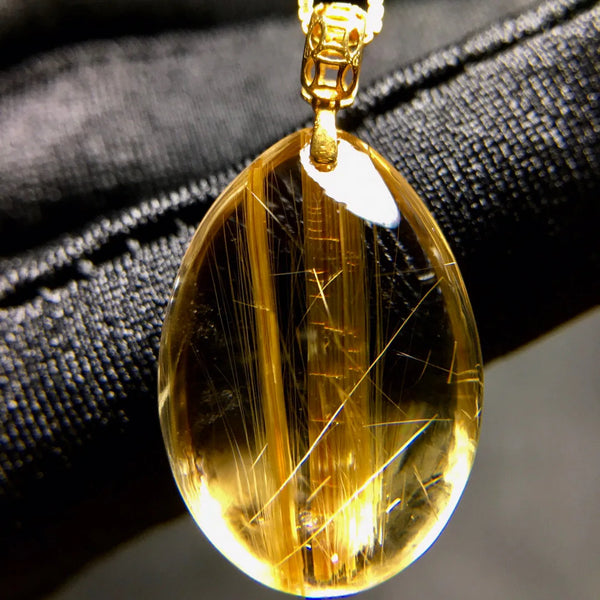 Gold Rutilated Quartz Pendant-ToShay.org