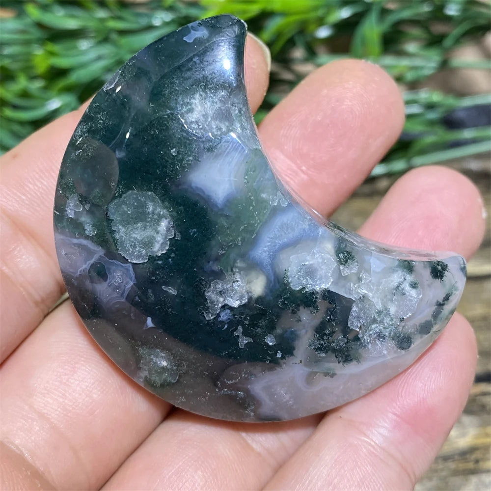 Green Moss Agate Moon-ToShay.org