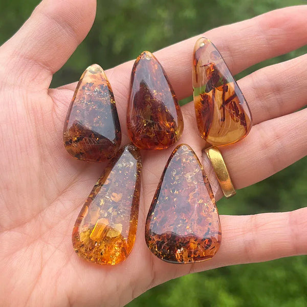 Yellow Piebald Amber Pendant-ToShay.org