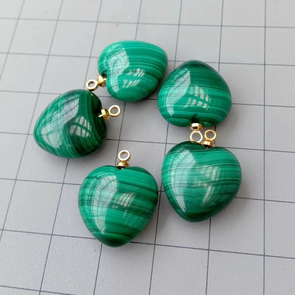 Green Malachite Heart Pendants-ToShay.org