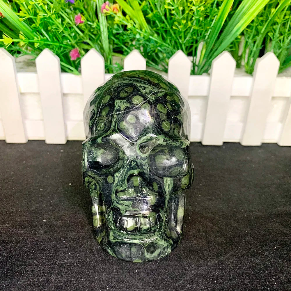 Natural Mineral Stone Kambaba Jasper Skull Hand Carved Healing Crystals Home Decor Collection Holiday Gifts-ToShay.org
