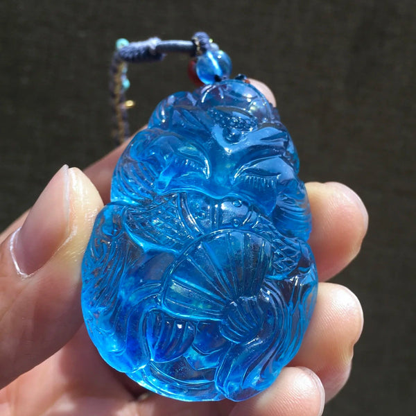 Blue Aquamarine Fox Pendant-ToShay.org