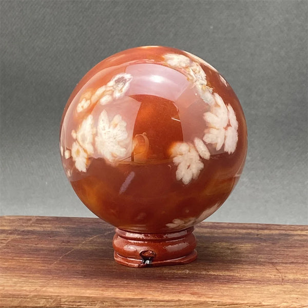 Red Cherry Blossom Agate Ball-ToShay.org