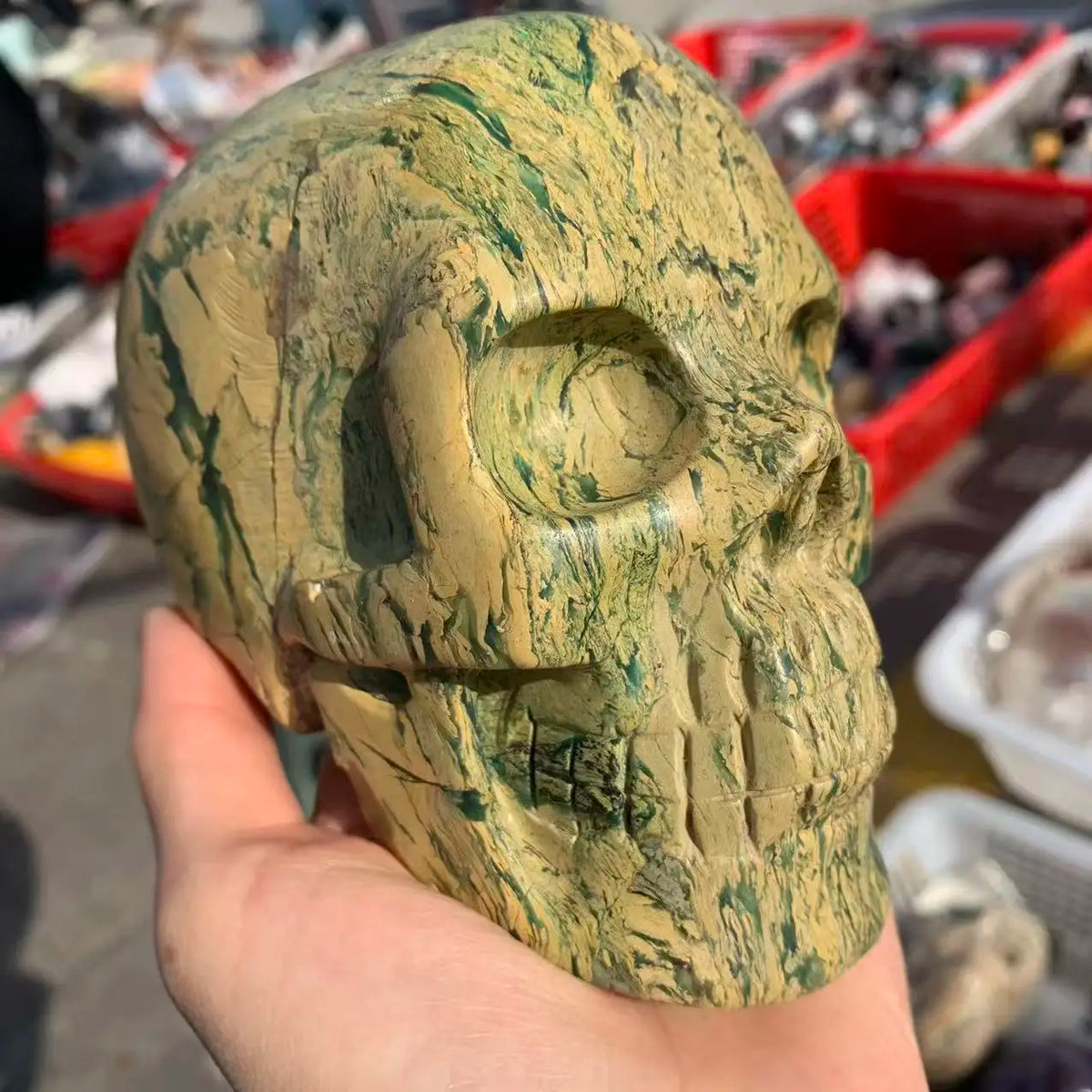 Yellow Banded Agate Skull-ToShay.org