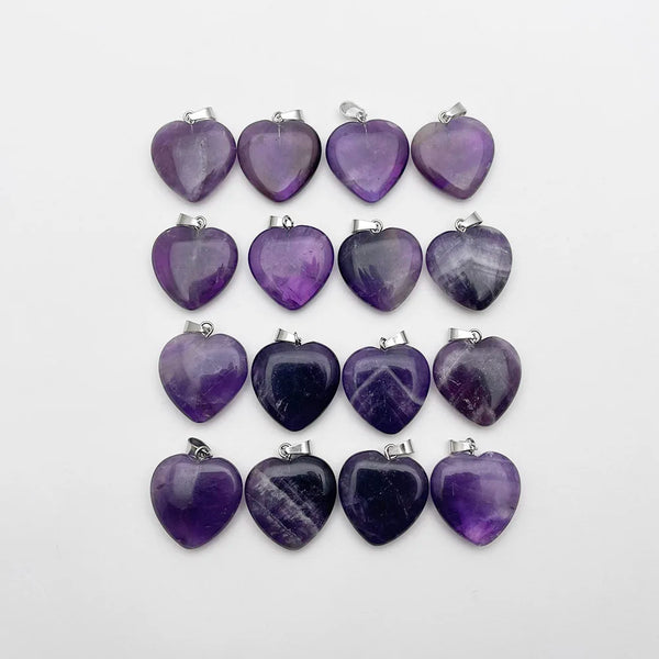 Purple Amethyst Heart Pendants-ToShay.org