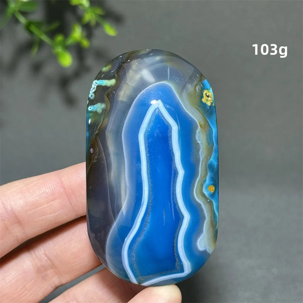 Blue Agate Palm Stone-ToShay.org