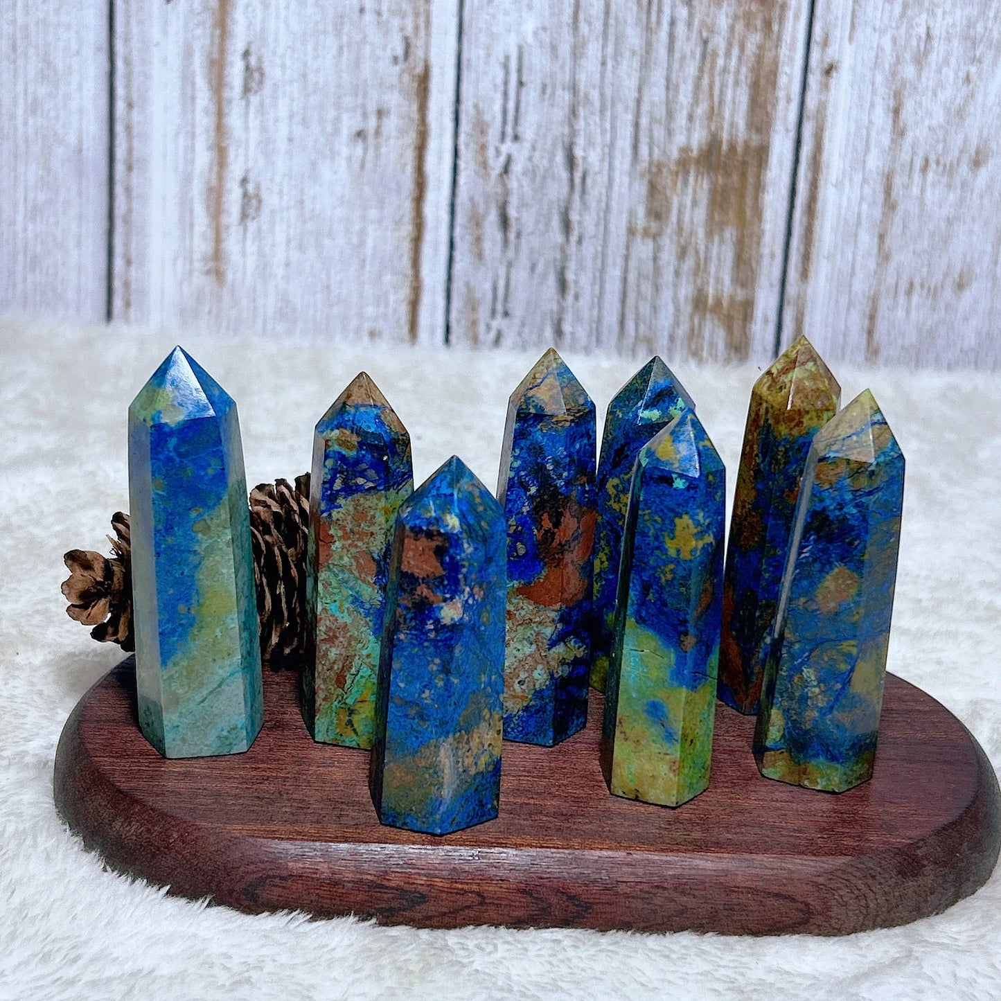 Blue Azurite Chrysocolla Point-ToShay.org