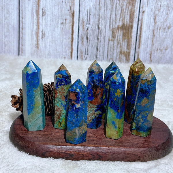Blue Azurite Chrysocolla Point-ToShay.org
