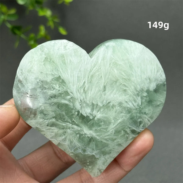Green Feather Fluorite Heart-ToShay.org