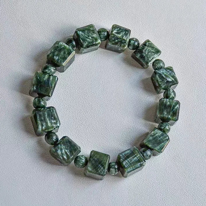 Green Seraphinite Cube Bracelet-ToShay.org
