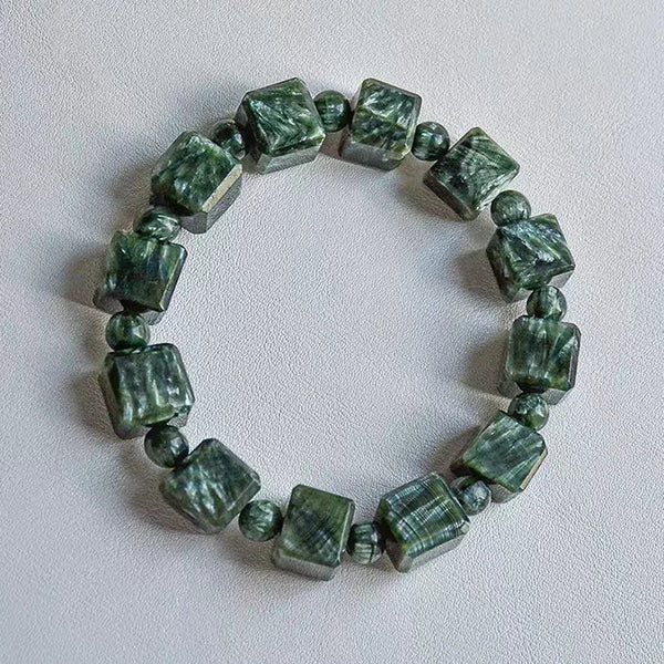 Green Seraphinite Cube Bracelet-ToShay.org