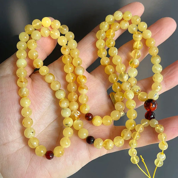 Yellow Amber Bead Necklace-ToShay.org
