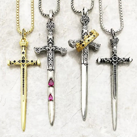 Silver Sword Pendant Necklace-ToShay.org