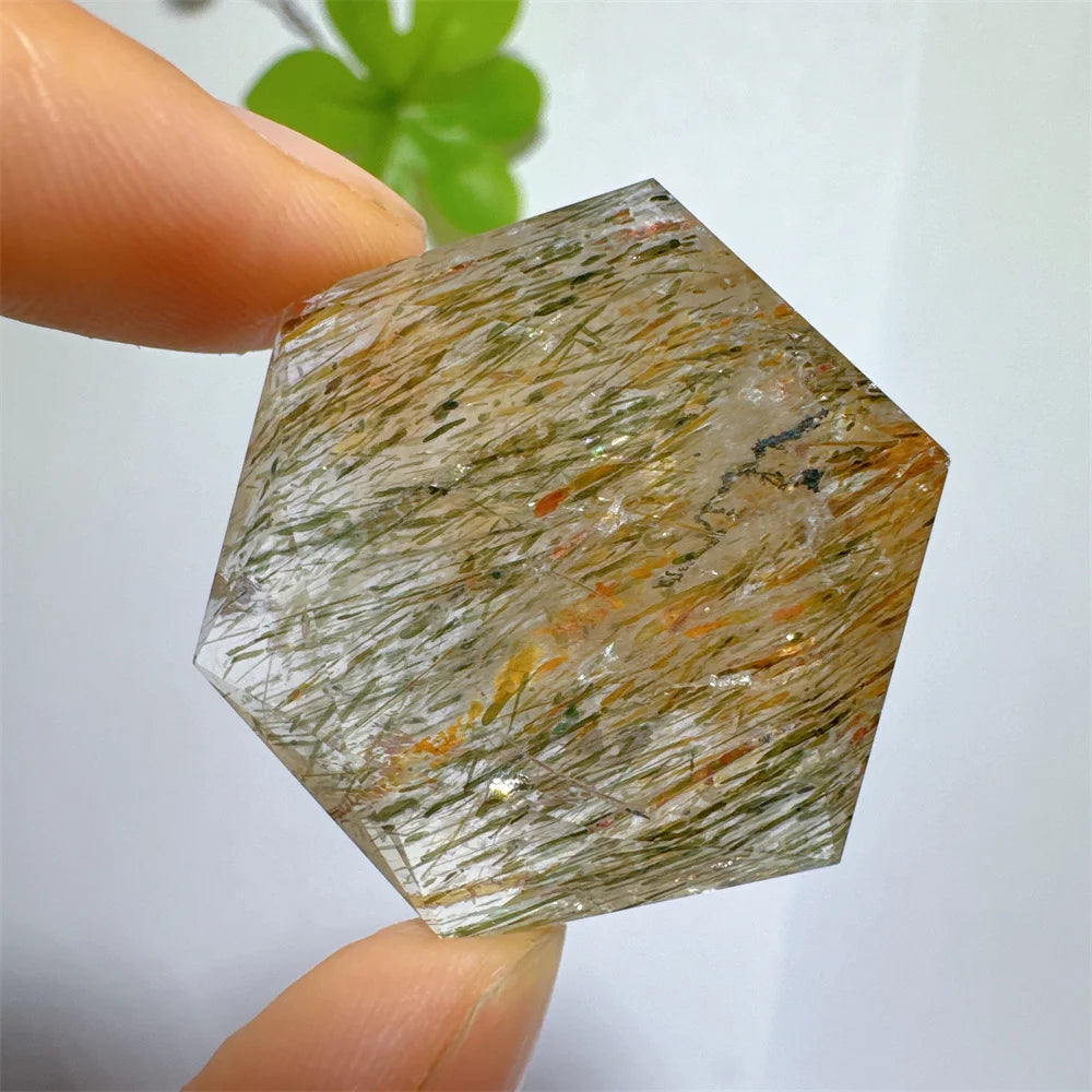Green Tourmaline Rutile Hexagon-ToShay.org