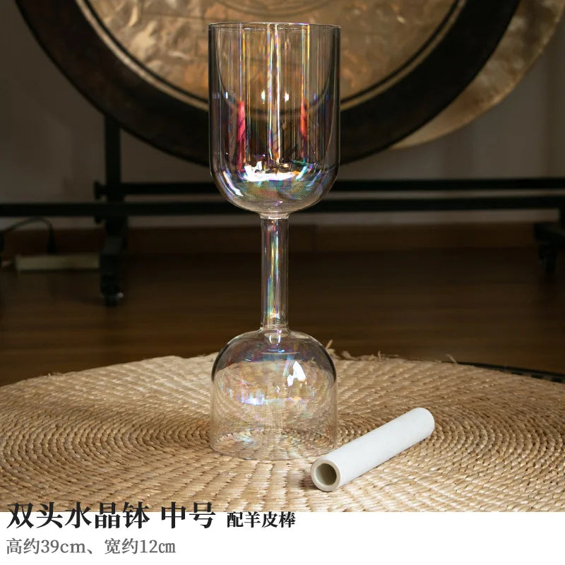 Clear Crystal Double Singing Bowl-ToShay.org
