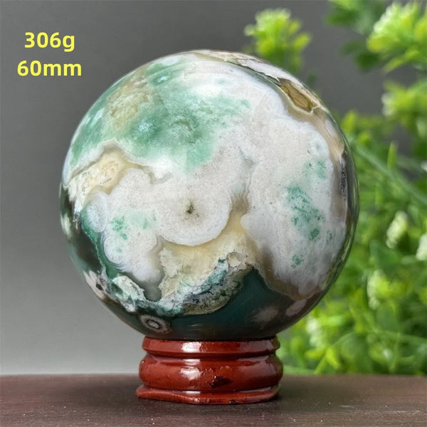 Green Cherry Blossom Agate Ball-ToShay.org